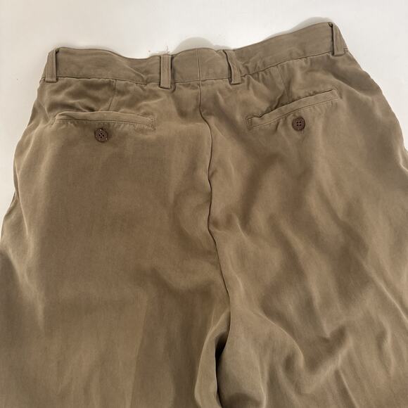 VTG Tommy Bahama Silk Pleated Pants Relaxed Slacks Beach Wedding Cuffed 35x29 - Picture 6 of 10